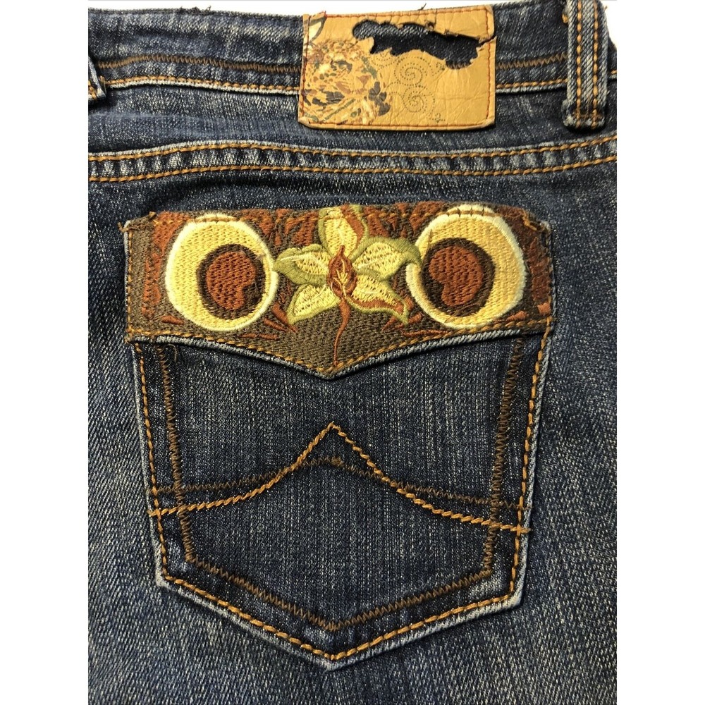 Azzure Denim Women’s Crazy Brazil Distressed Blue Bootcut Size 34 X 33